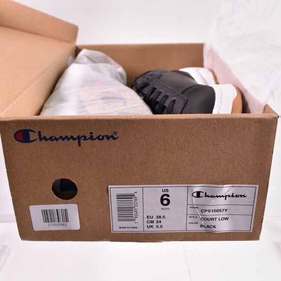 NEW Champion Court Low Leather Sneakers CPS10057Y Black - Picture 7 of 7